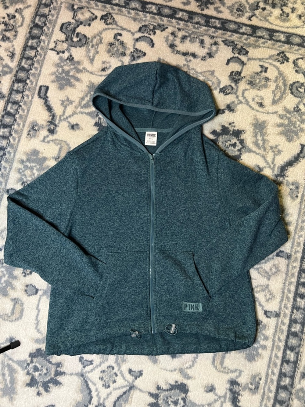 PINK Teal Zip Up Hoodie Women's‎ Size Medium Victoria's Secret